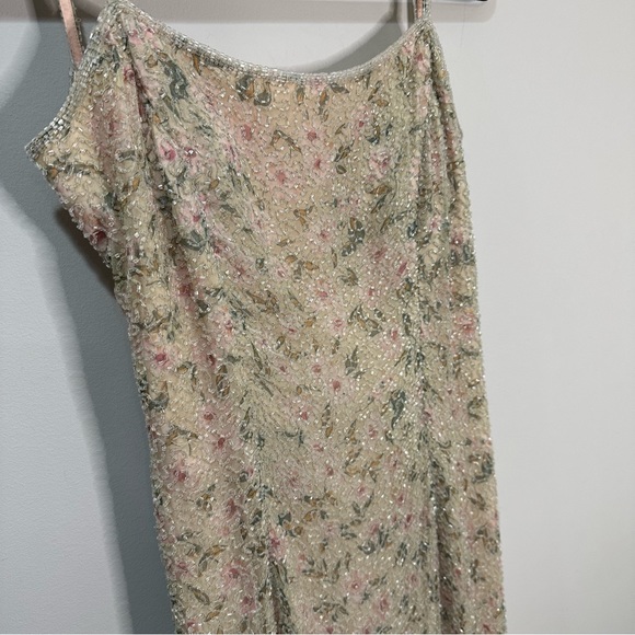 Mia Bella Couture Vintage 90's Beaded Floral Pale Pink Gown Beaded Y2K Dress ** - Picture 11 of 16